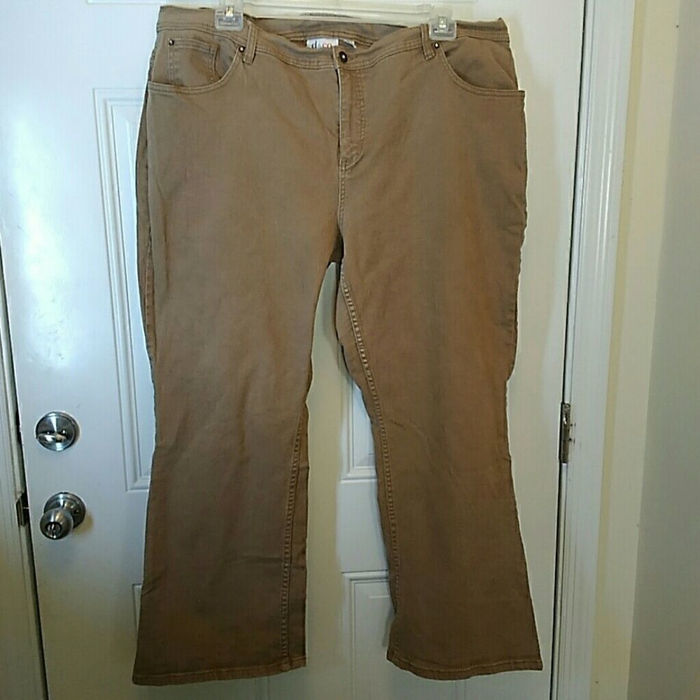 (3/$22) Denim & Company bootcut faded gold jeans